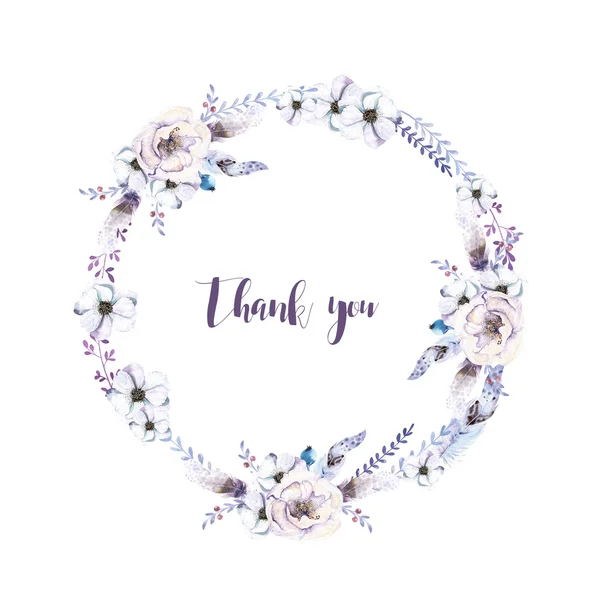 Watercolor floral wreath — Stock Photo, Image