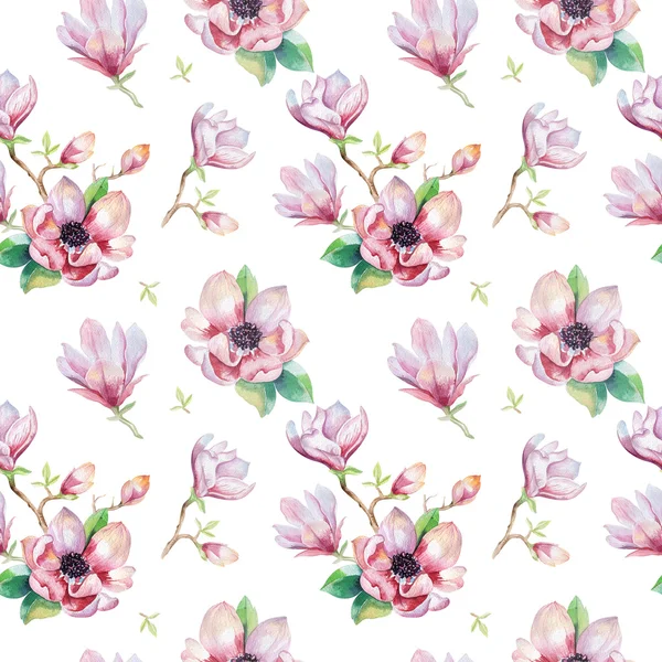 Carta da parati senza soluzione di continuità con fiori di magnolia — Foto Stock