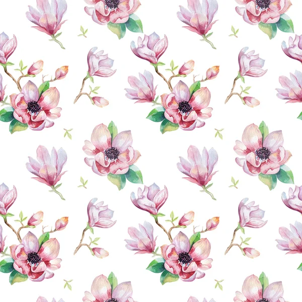 Seamless wallpaper with magnolia flowers — Stock Photo, Image