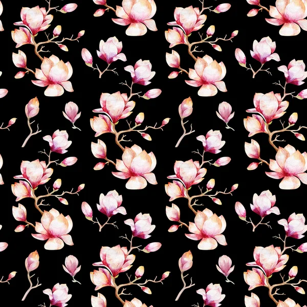 Seamless wallpaper with magnolia flowers — Stock Photo, Image