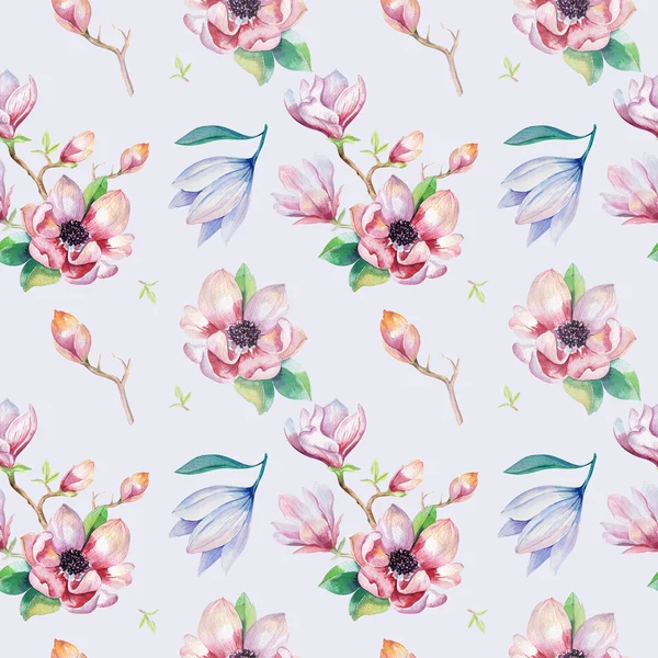 Wallpaper mulus dengan bunga magnolia — Stok Gambar Wallpaper mulus dengan bunga magnolia Stok Lukisan