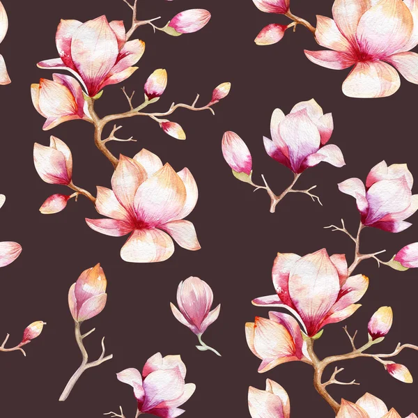 Wallpaper with magnolia flowers and leaves — Stock Photo, Image