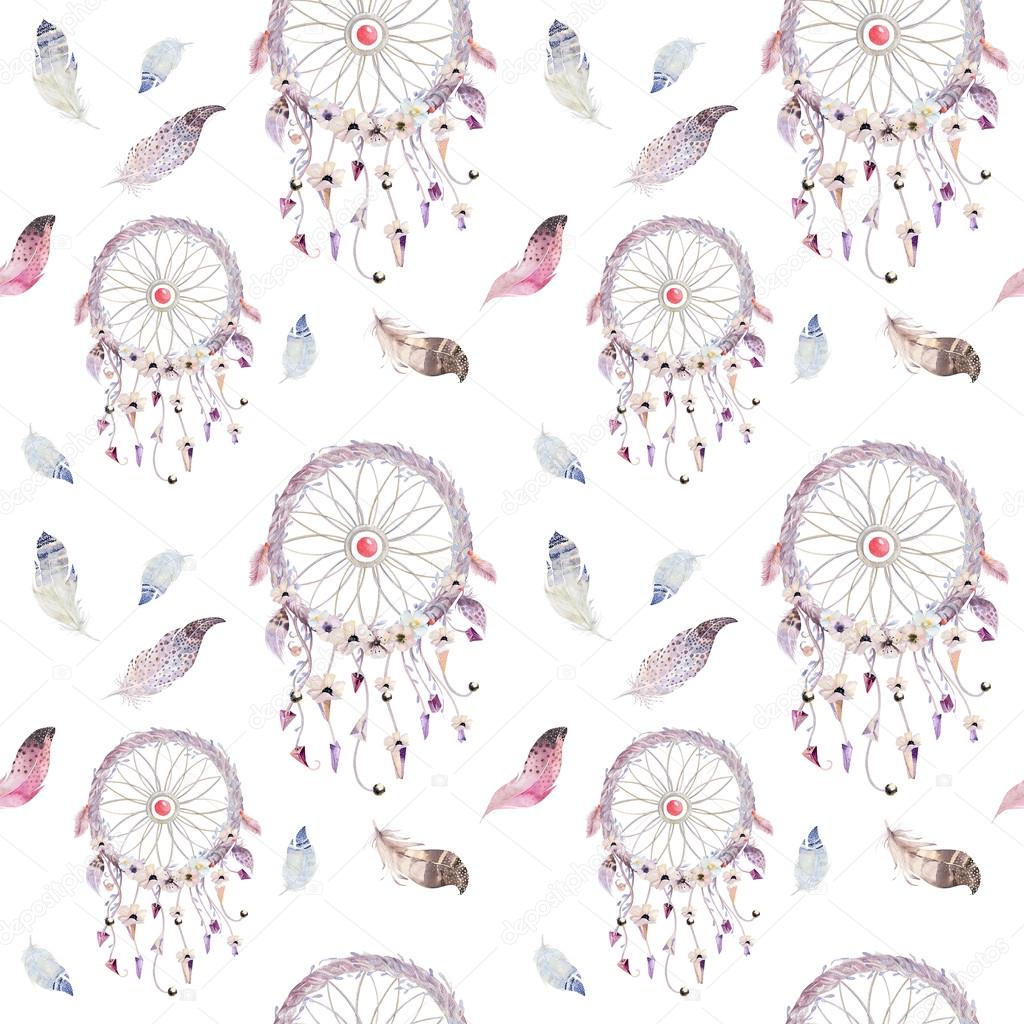Dreamcatchers and feathers pattern