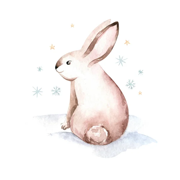 Пасхальные Кролики Ручной Рисунок Акварельные Рисунки — стоковое фото