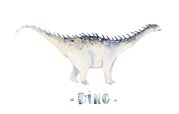 Desenhos Animados Bonitos Coleção Dinossauros Aquarela Ilustração Dino Pintado Mão — Fotografia de Stock