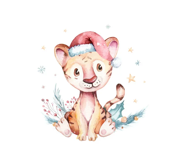 Watercolor Babytiger Symbol New Year 2022 Watercolor Cute Cartoon Animal — Stock Photo, Image