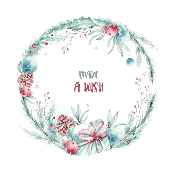 Aquarelle Noël Clipart Est Parfait Pour Les Cartes Affiches Autocollants — Photo