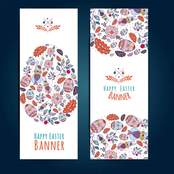 Happy Easter Hipster banners met eieren. Vectorillustratie — Stockvector