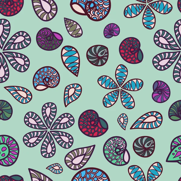 조개와 꽃 패턴, 완벽 한 벽지 인쇄에 대 한 섬유 질감. — 스톡 벡터