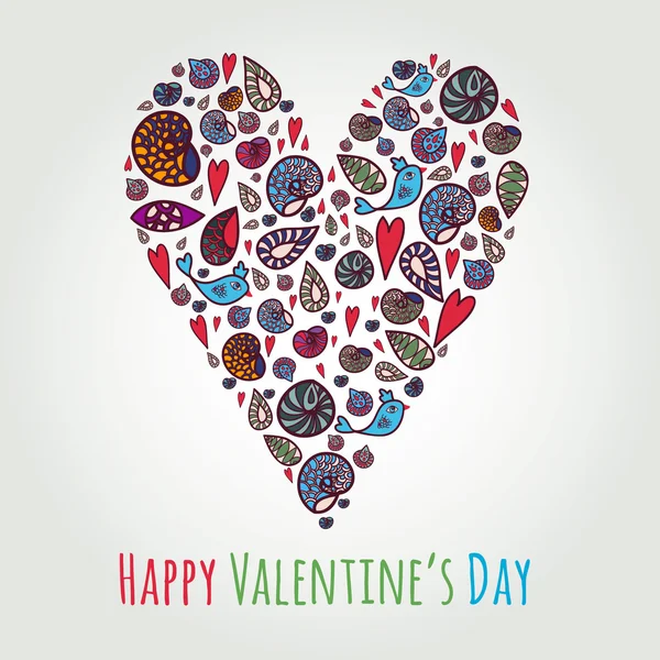 Aftelkalender voor Valentijnsdag kaart met heldere elementen . — Stockvector