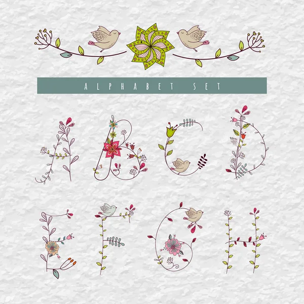 Floral vintage alphabet — Stock Vector