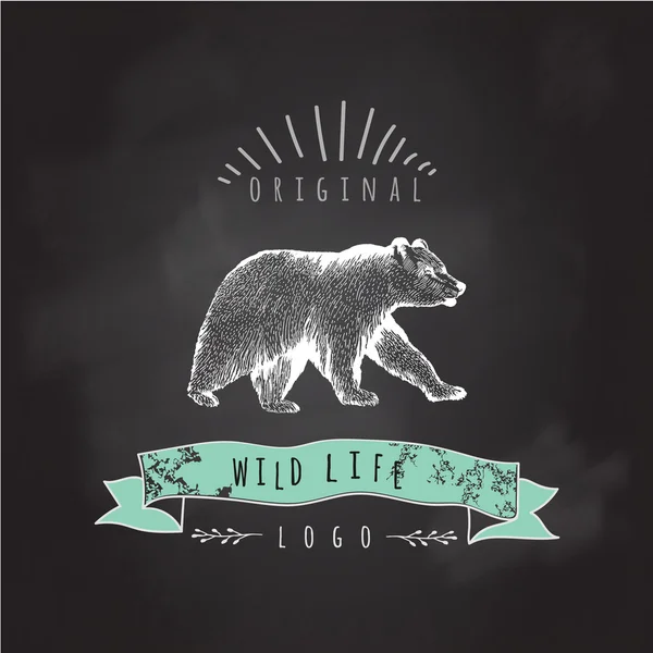 Vintage label bear. Royalty Free Stock Illustrations