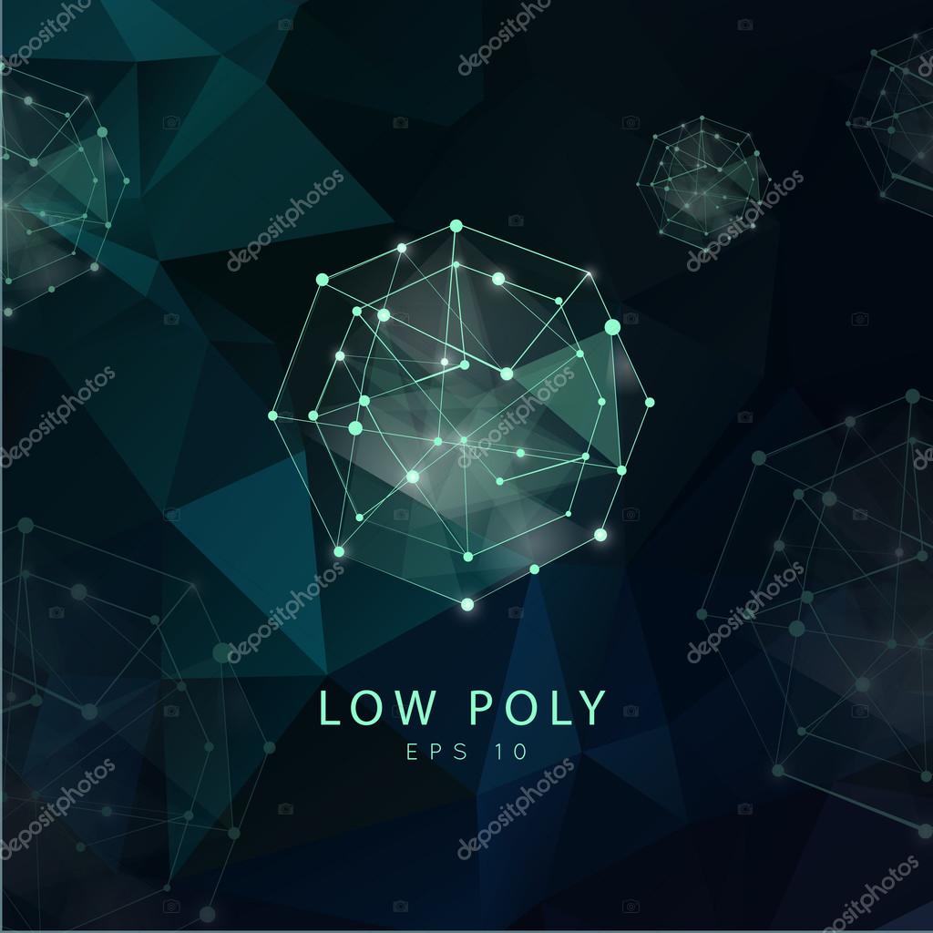 Abstract polygonal backgroun. Low poly  design with connecting dots and lines. Connection structure.  Polygonal vector background. Futuristic design.