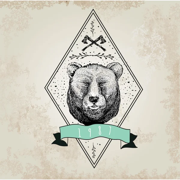 Logotipo Oso Vintage . — Archivo Imágenes Vectoriales