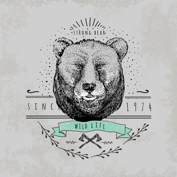 Logotipo Oso Vintage . — Archivo Imágenes Vectoriales