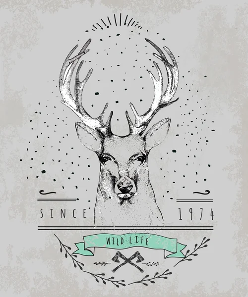 Logo cabeza de ciervo — Vector de stock