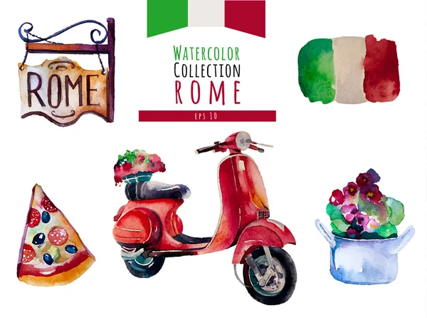 Aquarelle Italie Rome set — Image vectorielle
