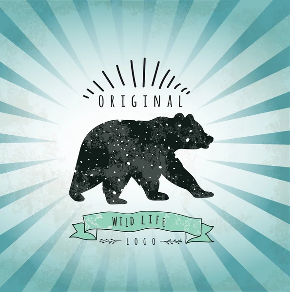 Oso etiqueta Vintage — Vector de stock