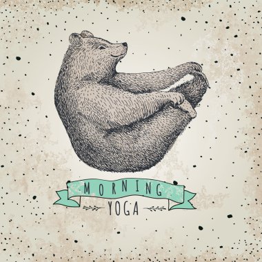 llustration ayının onvintage arka plan izole. mormimg yoga