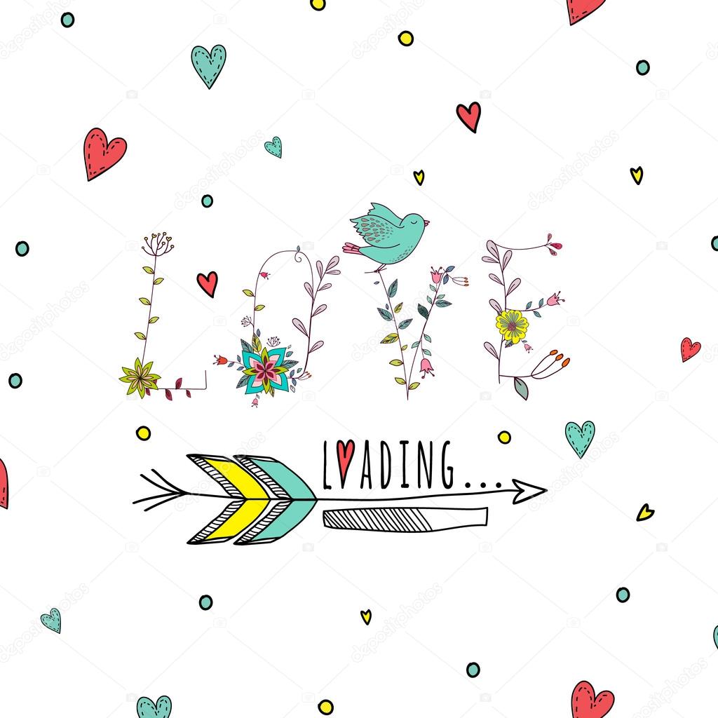 Floral Elements Of Vintage Prase Love Is Loading In Vector Stock