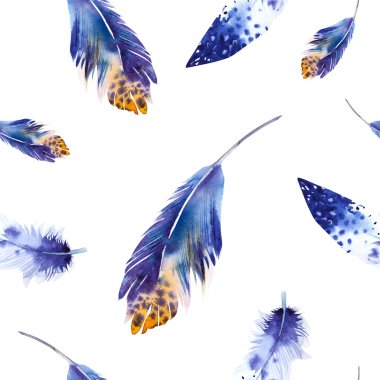 Suluboya kuş tüyleri desen. El dr ile sorunsuz doku