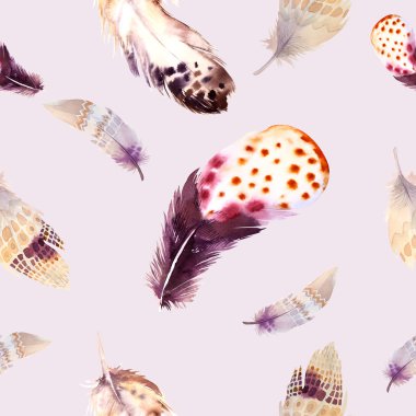 Suluboya kuş tüyleri desen. El dr ile sorunsuz doku