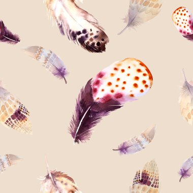 Suluboya kuş tüyleri desen. El dr ile sorunsuz doku