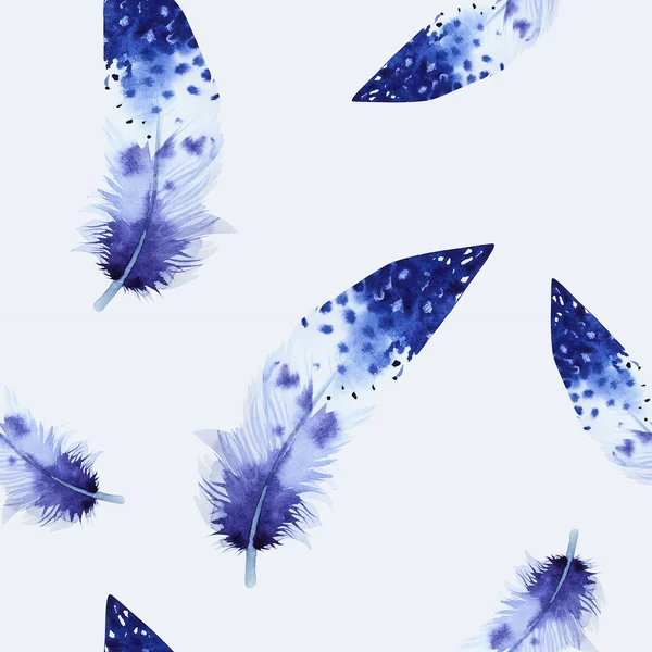 Modello di piume di uccelli acquerello. Texture senza cuciture con dr mano — Foto Stock