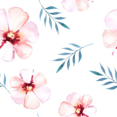 Stilize çiçek, sulu boya illustratio ile sorunsuz duvar kağıdı