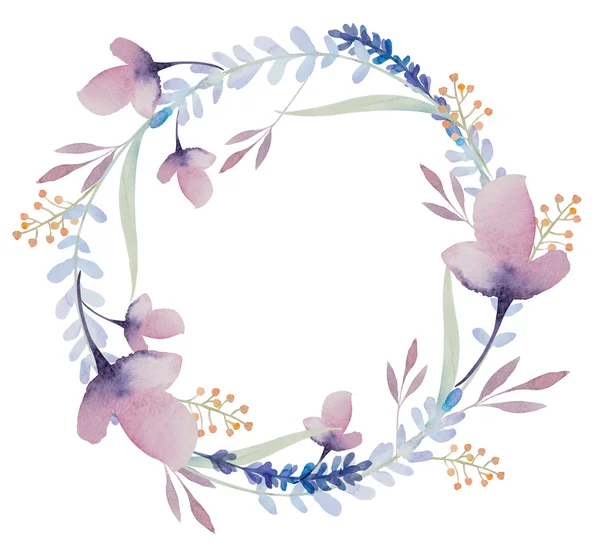 Aquarell floraler Rahmen. Blumen im Kranz. — Stockfoto