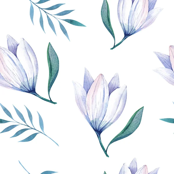 Seamless wallpaper with stylized flowers, watercolor illustratio — Stock Photo, Image