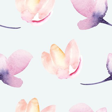 Stilize çiçek, sulu boya illustratio ile sorunsuz duvar kağıdı