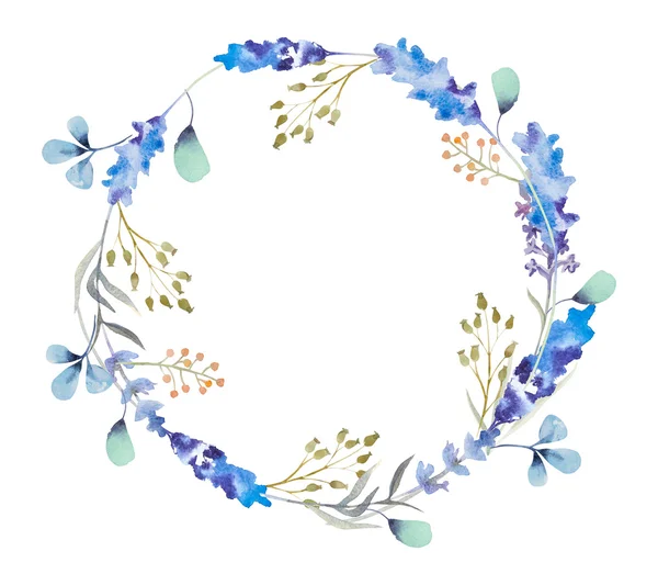 Aquarell floraler Rahmen. Blumen im Kranz. — Stockfoto