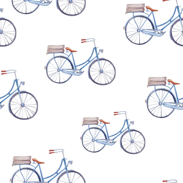 Aquarellmuster mit Fahrrädern . — Stockfoto