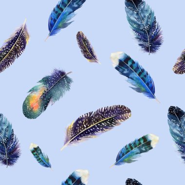 Suluboya kuş tüyleri boho desen. Sorunsuz imkanı doku ile ha