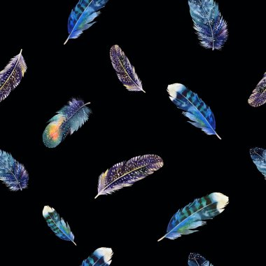 Suluboya kuş tüyleri boho desen. Sorunsuz imkanı doku ile ha