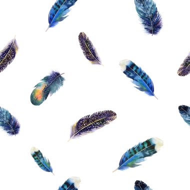 Suluboya kuş tüyleri boho desen. Sorunsuz imkanı doku ile ha