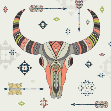 Bir bizon kafatası vektör çizim.