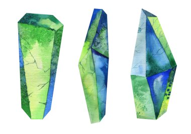 Suluboya kristal, maden, taş set