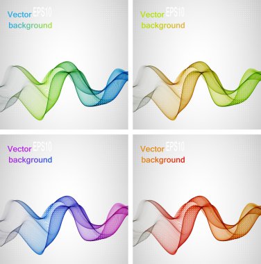 Dalga ve illüstrasyonla soyut renkli arkaplan