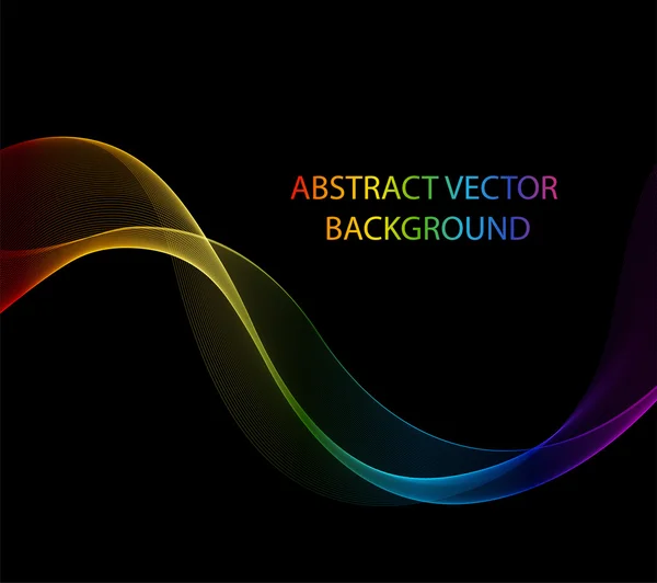 Wave abstraktní obrazy, barevné provedení abstraktní barevné vlny na černém pozadí — Stockový vektor