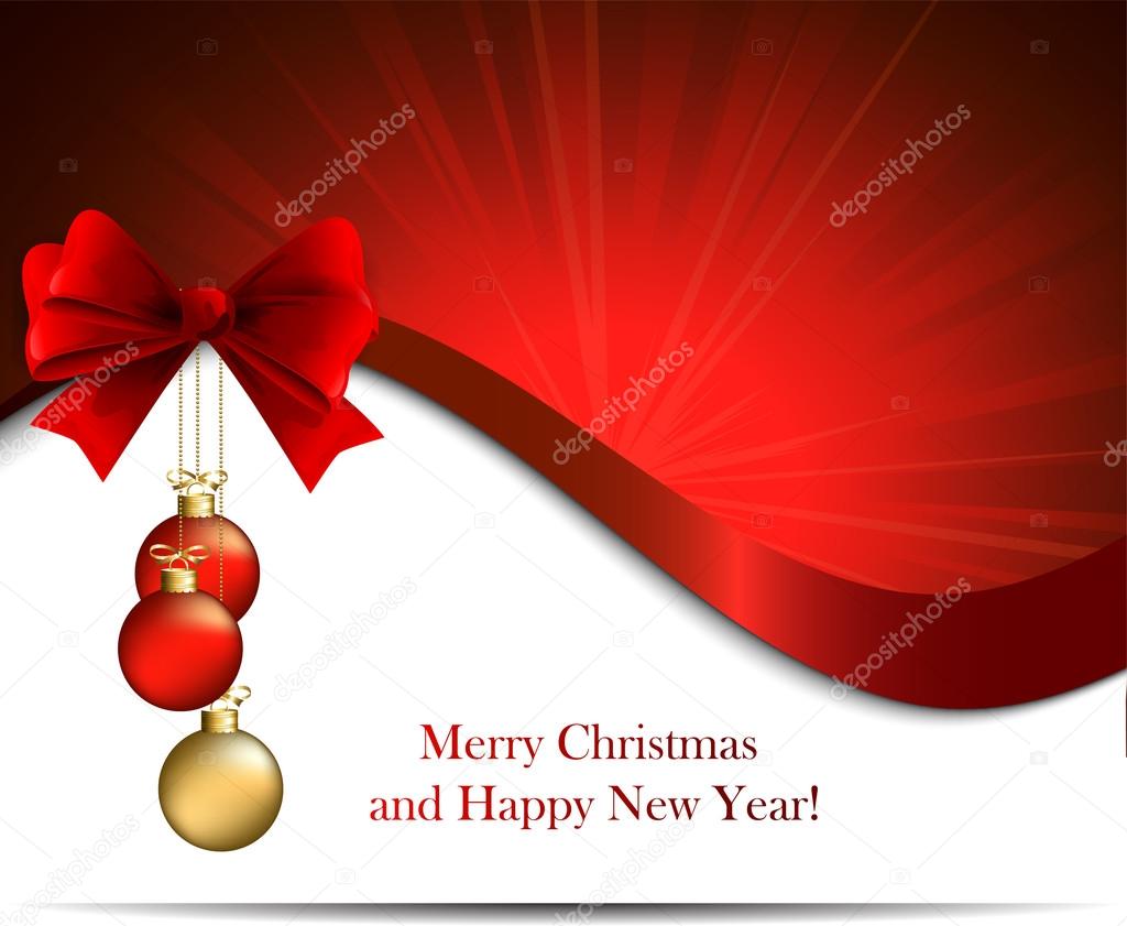 Christmas and New Year greeting card. Vector illustration. background.