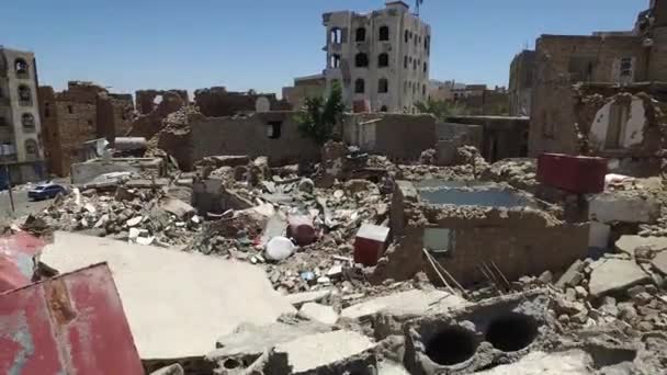 Taiz Jemen Gru 2016 Jemeński Dom Zniszczony Przez Wojnę Mieście — Wideo stockowe
