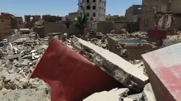 Taiz Jemen Dec 2016 Ett Jemenitiskt Hus Förstört Kriget Staden — Stockvideo