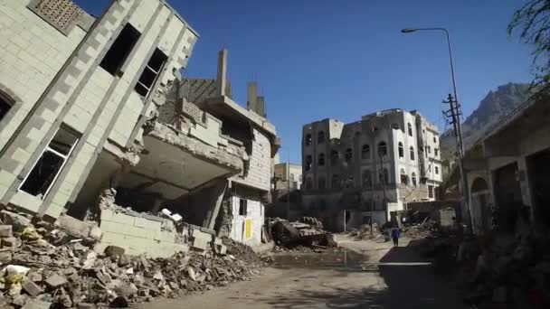 Taiz Yemen Dic 2016 Una Casa Yemenita Distrutta Dalla Guerra — Video Stock