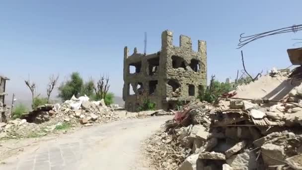 Taiz Yemen Sseptember 2016 Destroyed Destroyed Buildings Due War Yemen — 图库视频影像