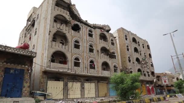 Taiz Yemen Dec 2016 Huge Damage Caused Ongoing War Resistance — Stock Video