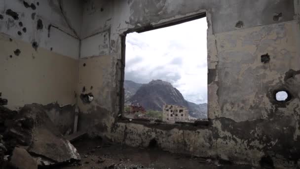 Taiz Yemen Maggio 2021 Edificio Distrutto Dalla Guerra Città Taiz — Video Stock