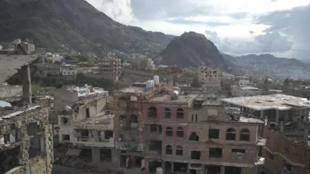 Taiz Jemen Apr 2021 Luchtfotografie Van Huizen Verwoest Door Gewelddadige — Stockvideo