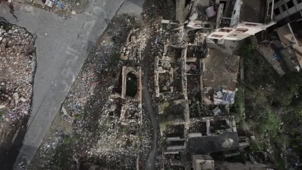 Taiz Yemen Apr 2021 Fotografia Aerea Case Distrutte Causa Della — Video Stock